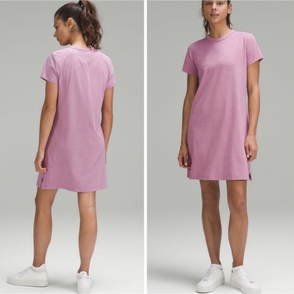Lululemon Classic-Fit Cotton-Blend T-Shirt Dress Pull On Size 6 EUC Mauvey Pink? - Picture 1 of 16